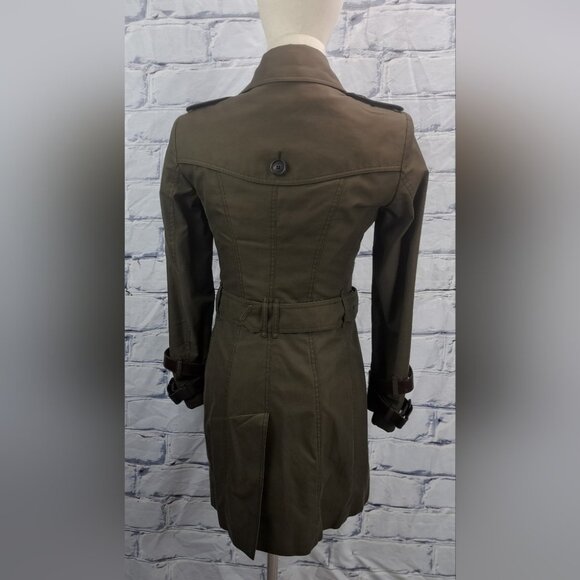 Burberry Queensborough Trench Coat Jacket Army Green Garbardine Mid-Length 4 US - Picture 5 of 16